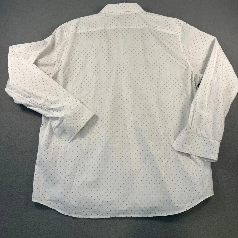 Banana Republic Slim Flex Fit Tech Stretch Cotton Shirt XL White Micro Dot FA19